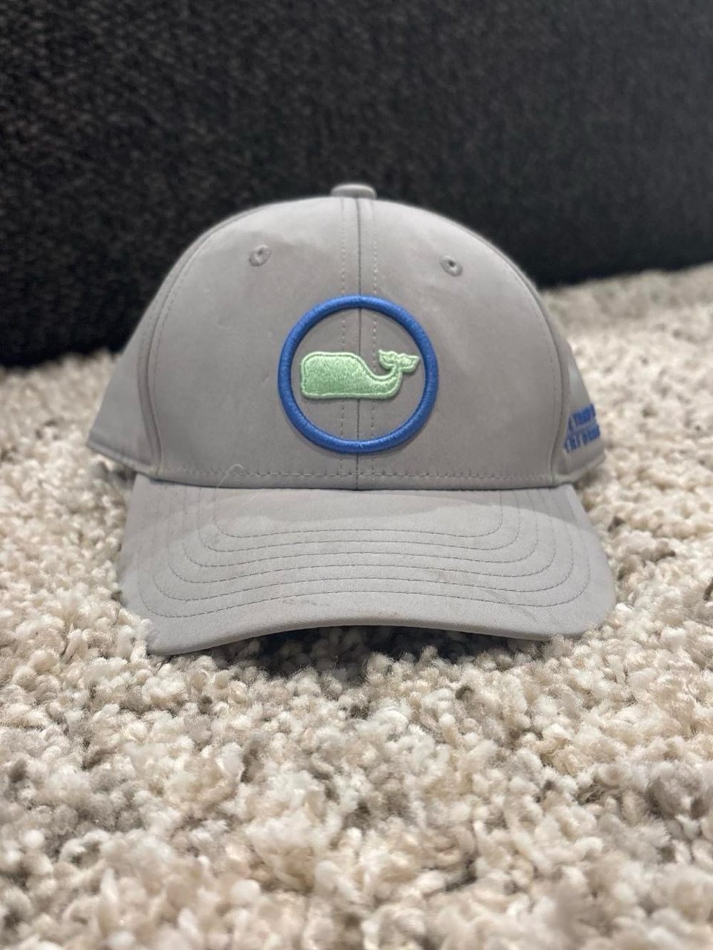 Vineyard Vines Gray Kids Hat with Blue Circle and Green Whale
